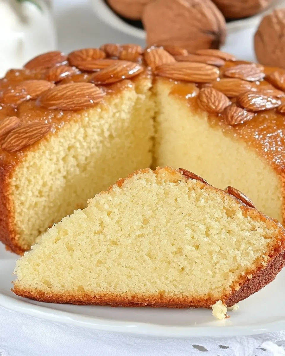 Easy French Almond Cake with Green Tea Honey Glaze recipe photo