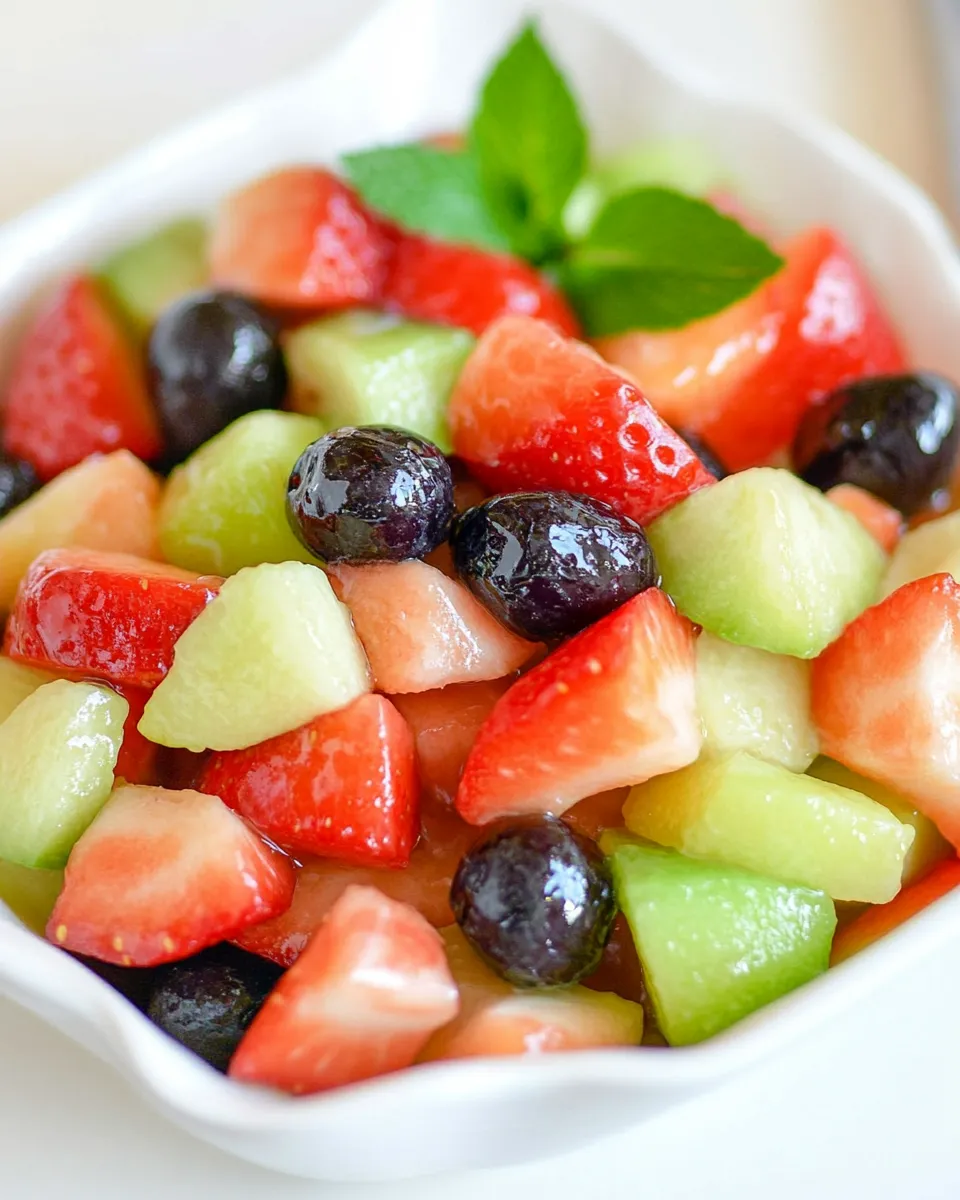 Easy Fruit Salad with a Citrus and Honey Syrup food shot