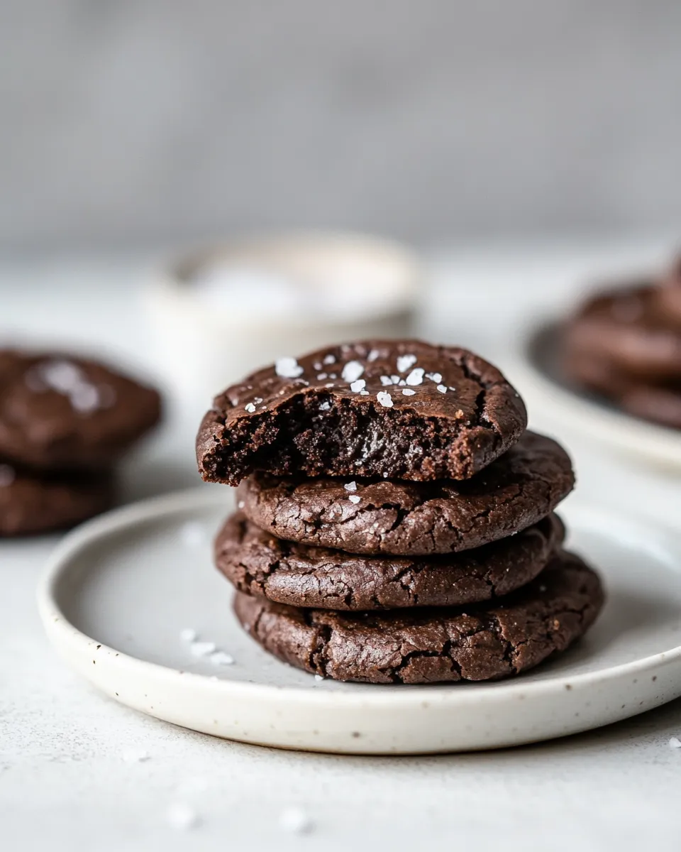 Classic Fudgy Flourless Crinkle Brownie Cookies with Sea Salt image