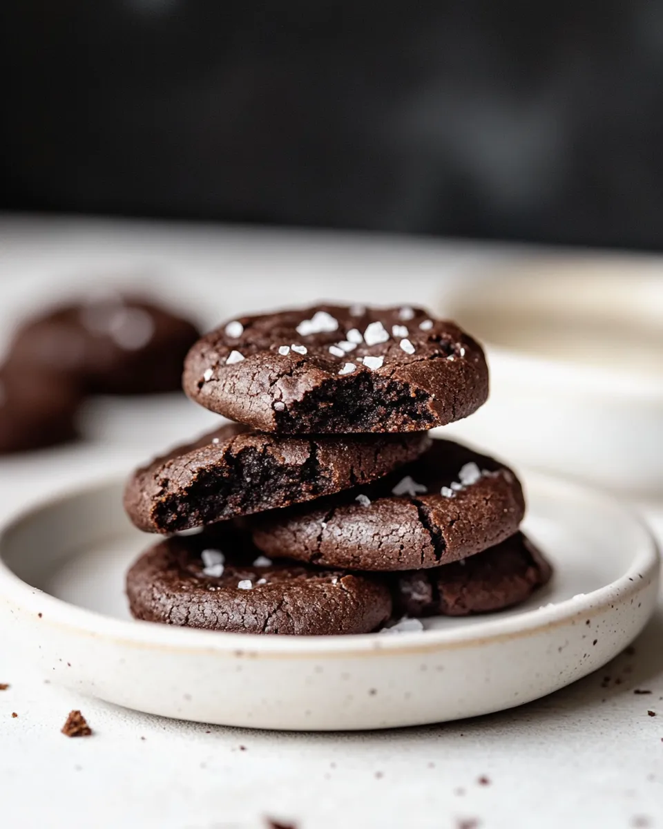 Easy Fudgy Flourless Crinkle Brownie Cookies with Sea Salt recipe photo