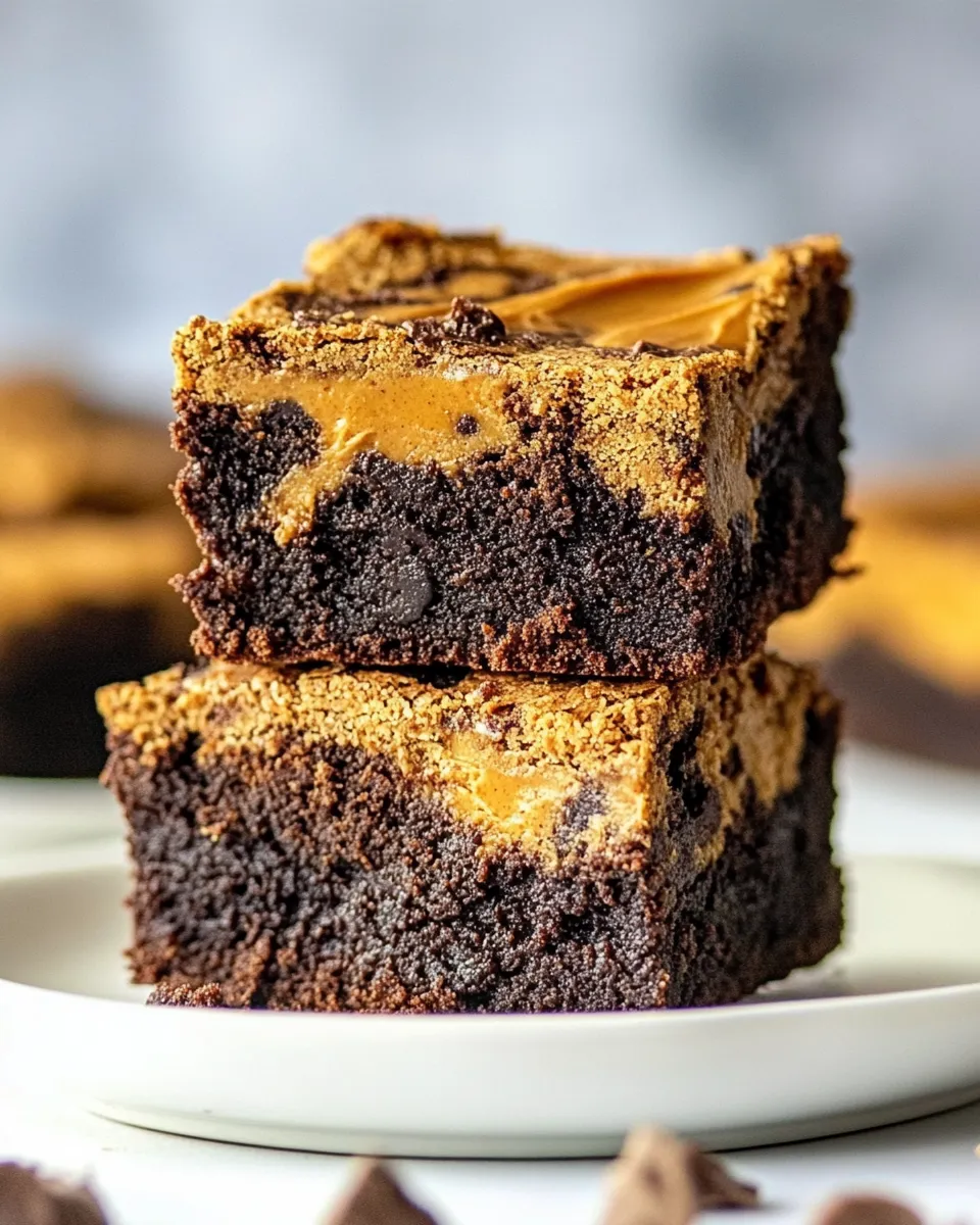 Delicious Fudgy Peanut Butter Swirl Brownies shot