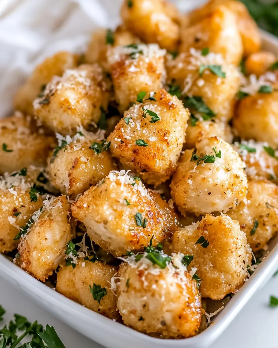 Homemade Garlic Parmesan Chicken Bites food shot