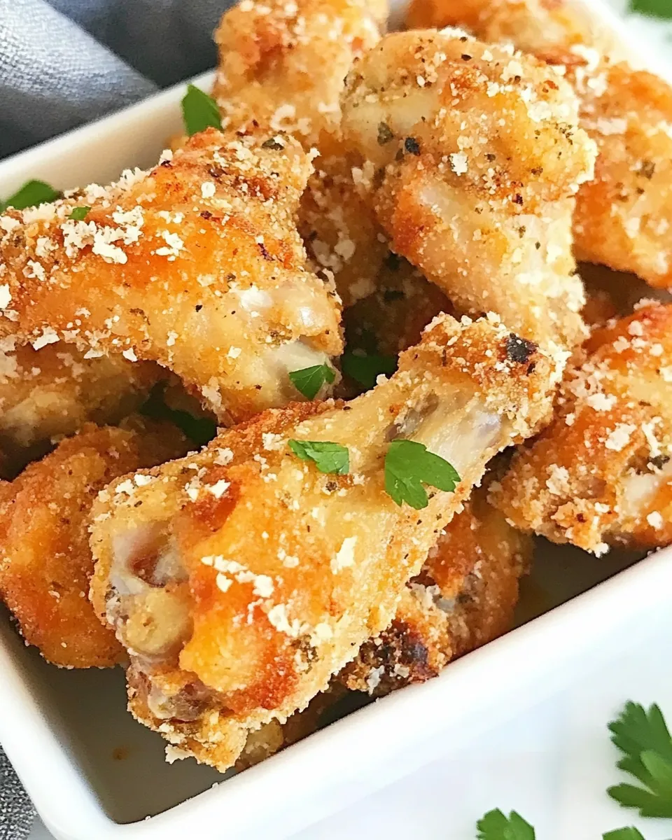 Easy Garlic Parmesan Chicken Wings (Crispy Oven Baked) food shot