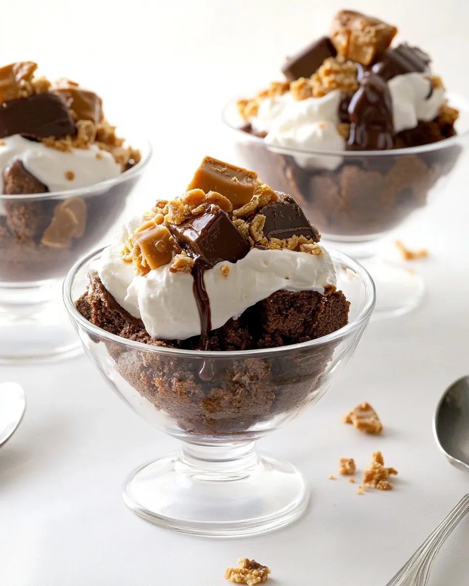 Delicious Ghirardelli Stuffed Brownie Sundaes food shot