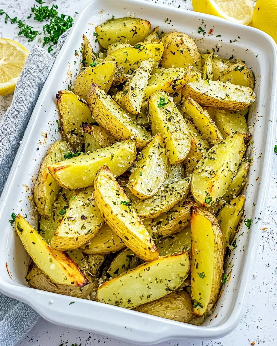 Easy Greek Potatoes food shot