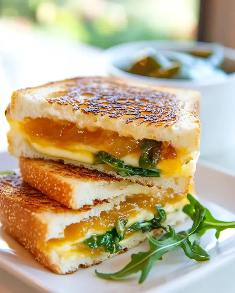 Homemade Grilled Cheese with Apricot Jam and Arugula recipe photo