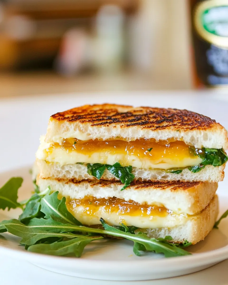 Classic Grilled Cheese with Apricot Jam and Arugula dish photo