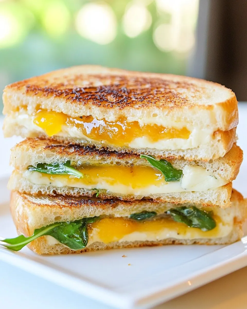 Easy Grilled Cheese with Apricot Jam and Arugula food shot