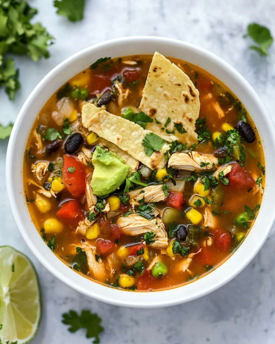 Easy Grilled Chicken Tortilla Soup food shot