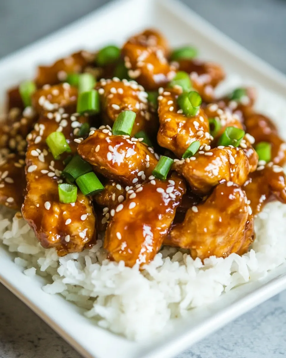 Delicious Healthier 20 Minute Sesame Chicken plate image