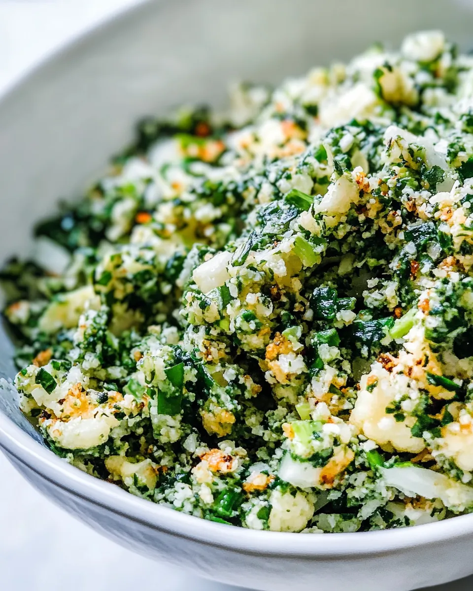 Easy Healthy Grated Cauliflower Salad food shot