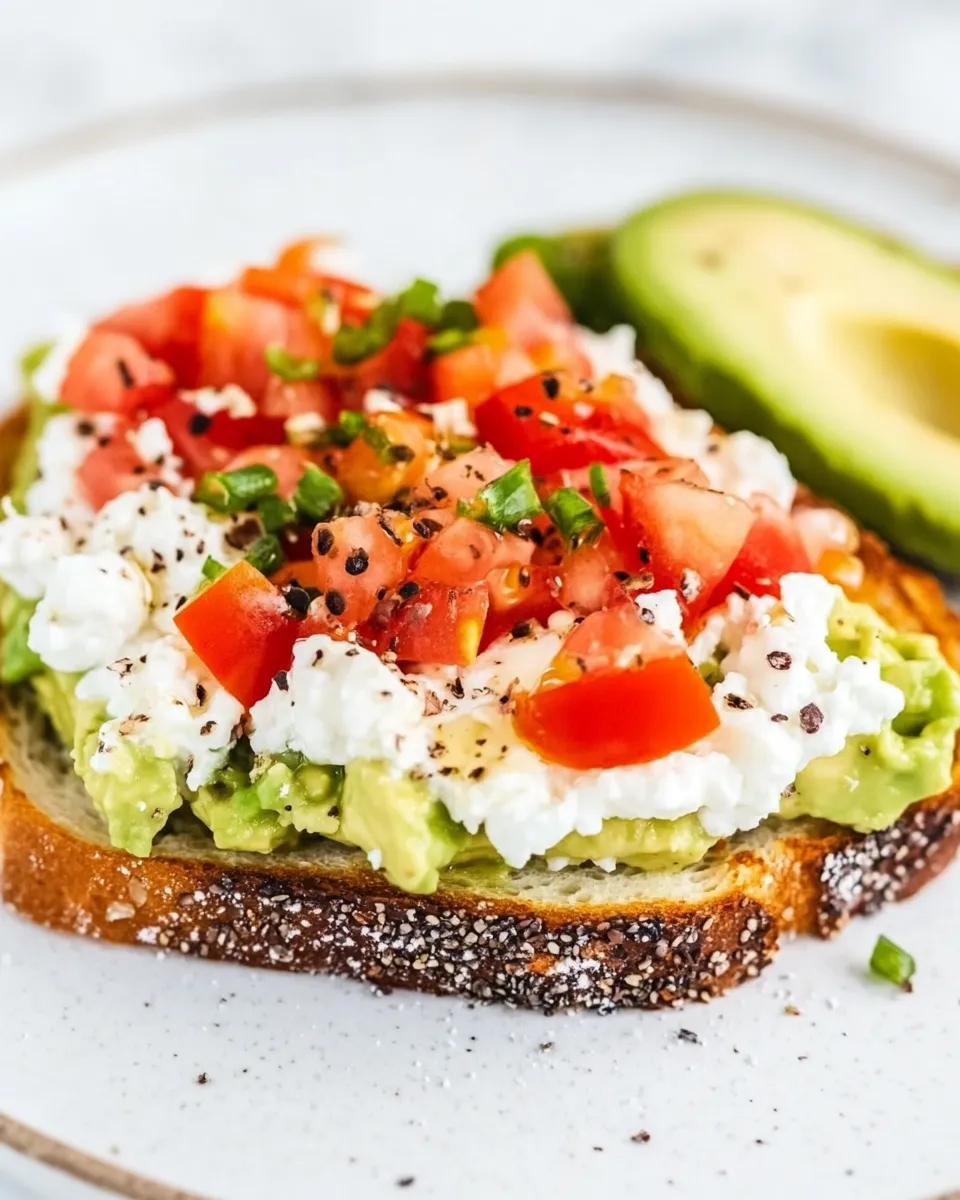 Delicious High Protein Cottage Cheese Avocado Toast shot