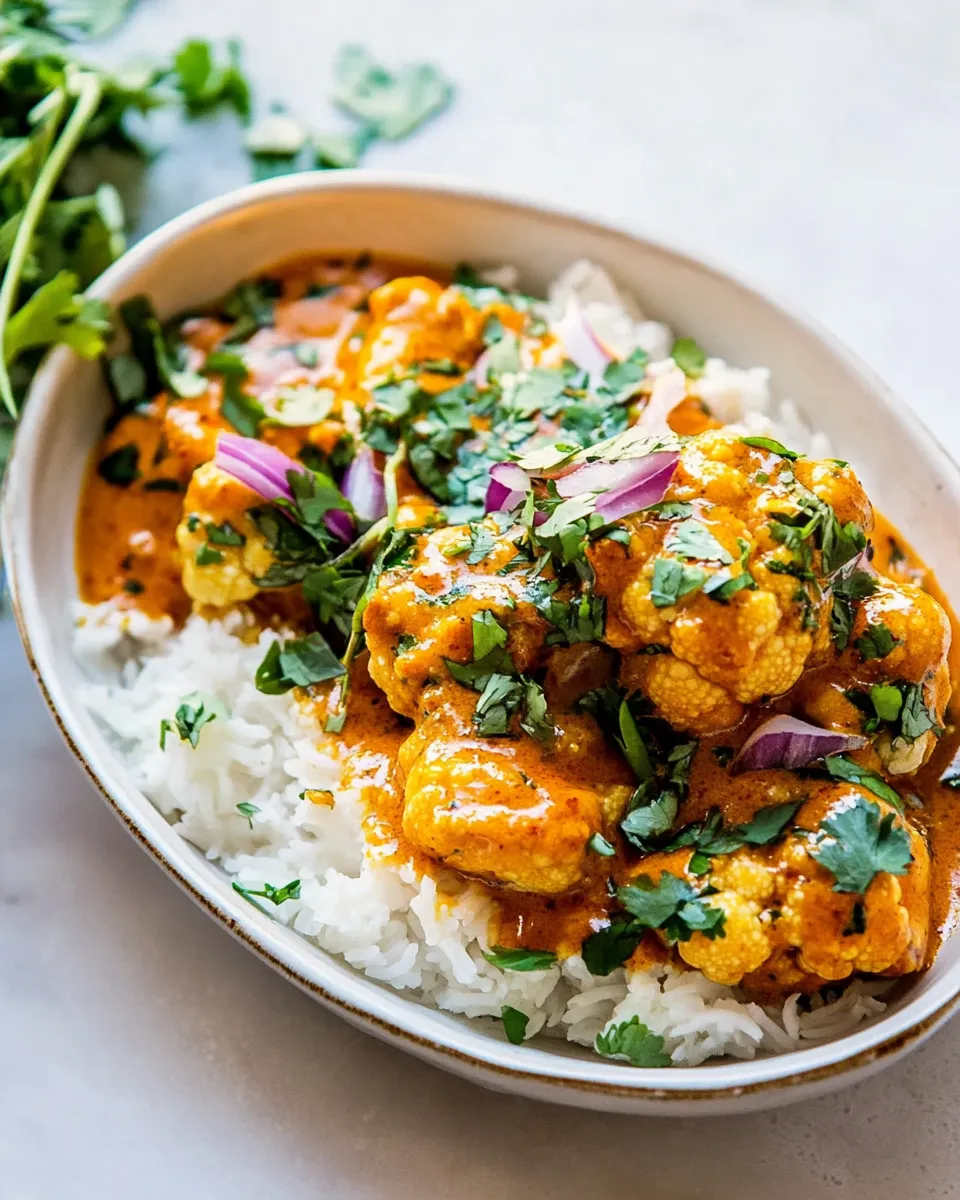 Easy Indian Coconut Butter Cauliflower. food shot