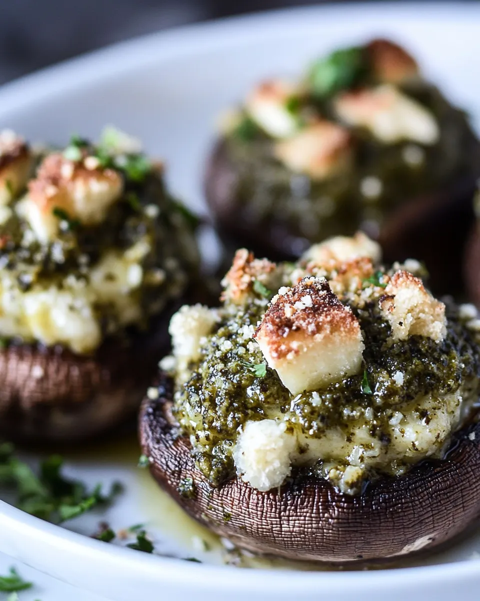 Delicious Kale Pesto Stuffed Mushrooms image