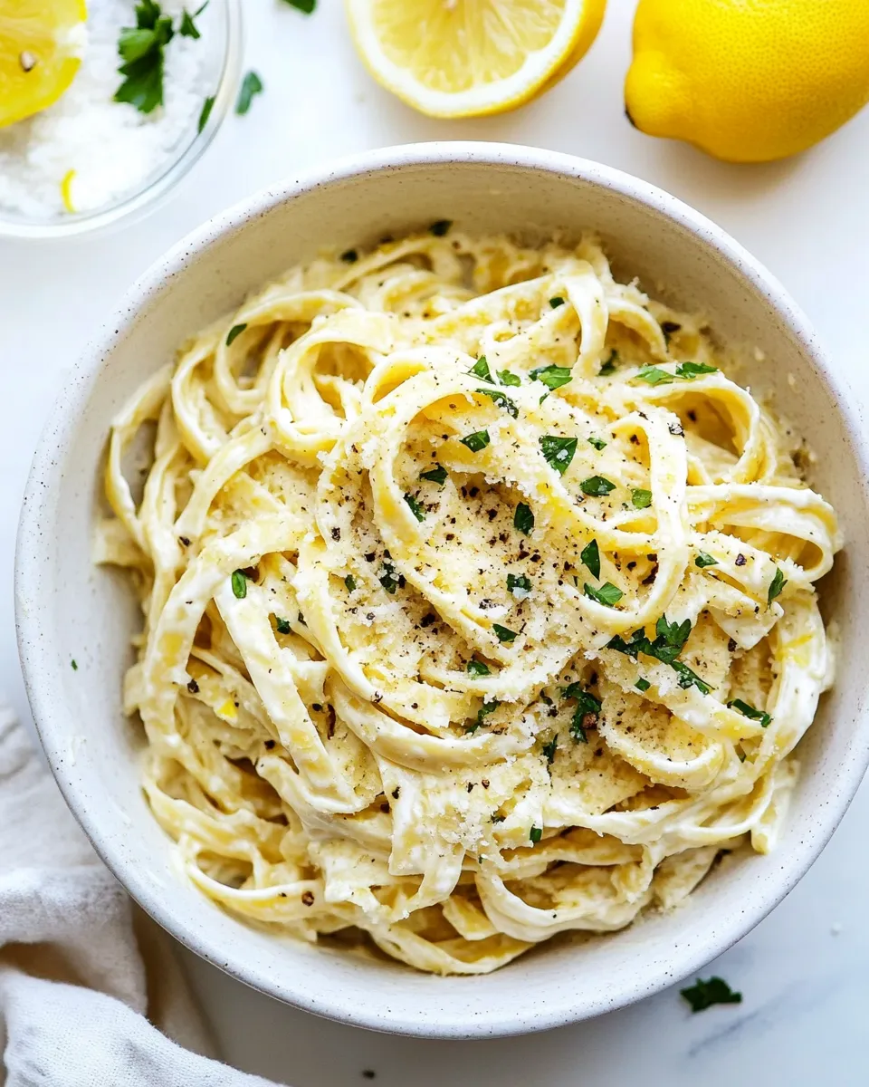 Homemade Lemon Garlic Cream Fettuccini recipe photo