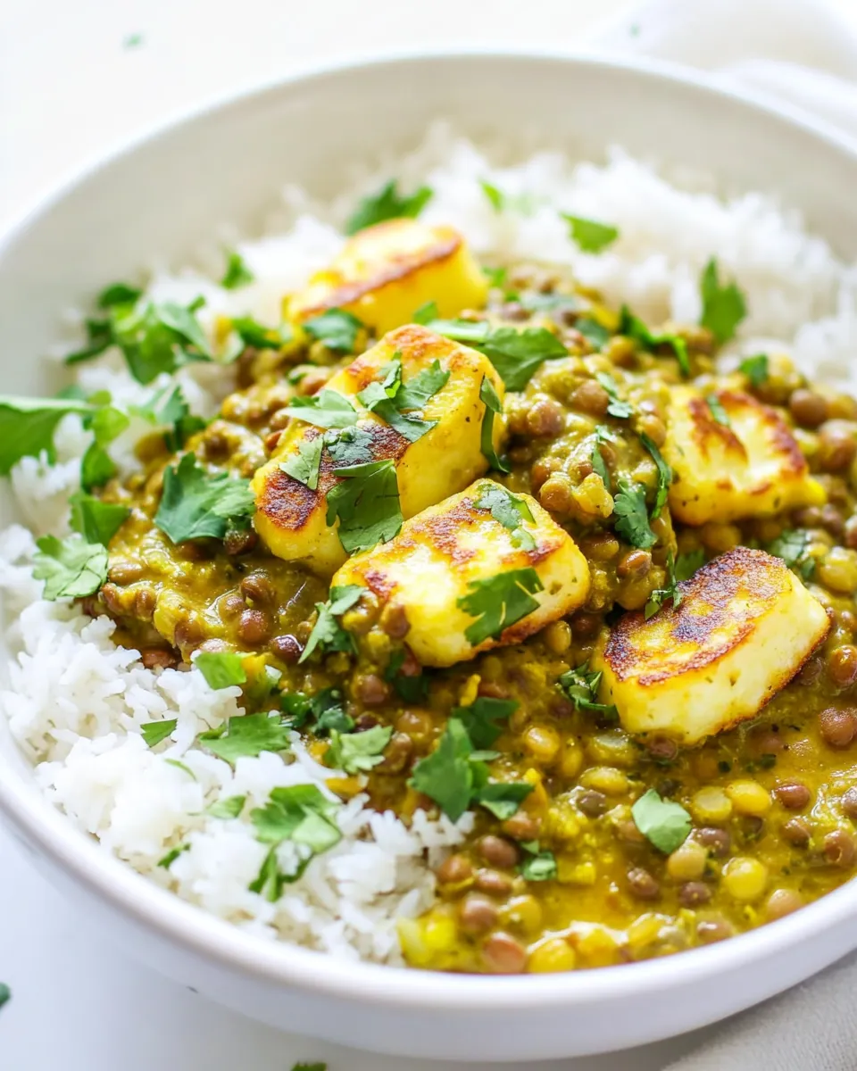 Easy Lentil Curry with Halloumi Cheese recipe photo