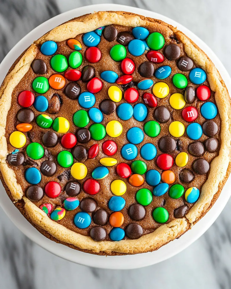 Easy M&M Cookie Cake food shot