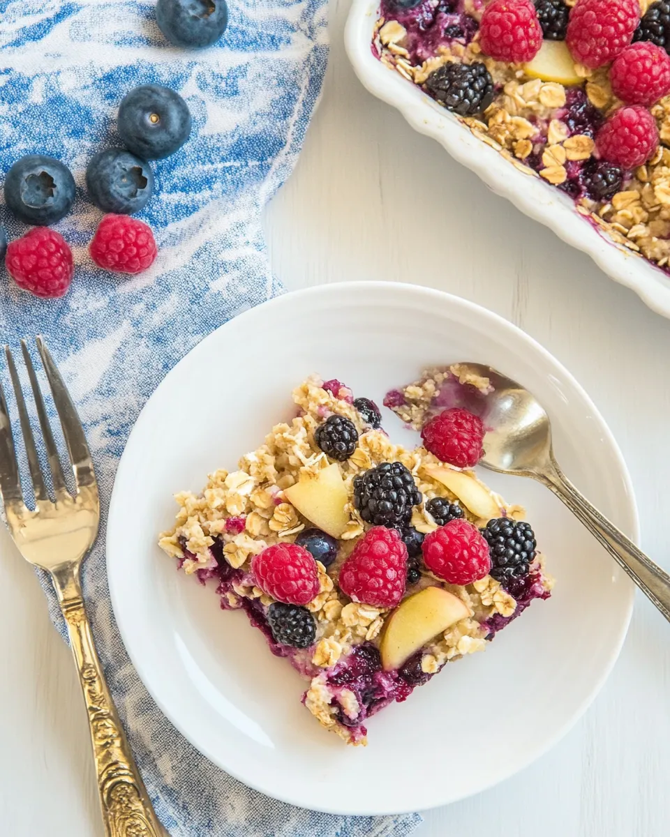 Easy Mixed Berry and Apple Baked Oatmeal recipe image