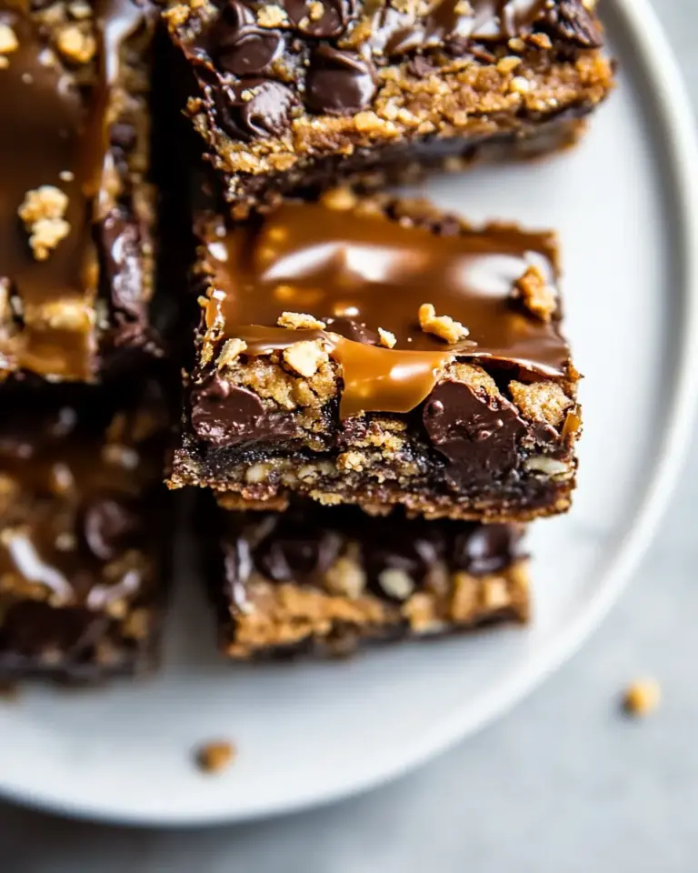 Homemade Mocha Caramel Crunch Chocolate Chip Cookie Bars. recipe photo