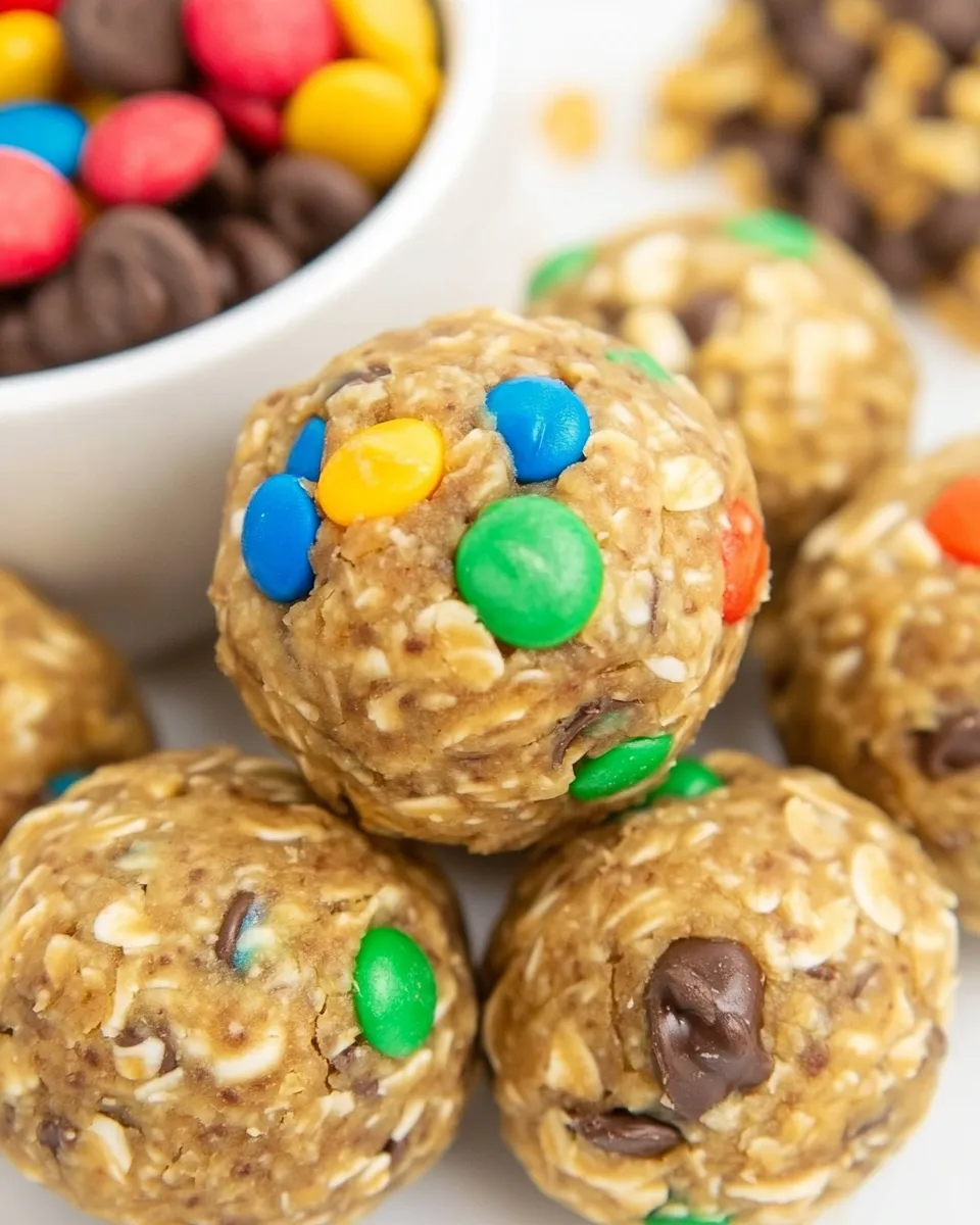 Easy Monster Cookie Energy Balls (No Bake!) food shot