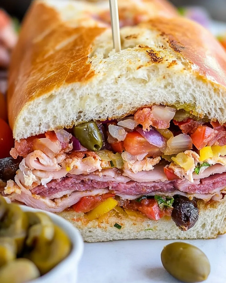 Savory Muffaletta Sandwich shot