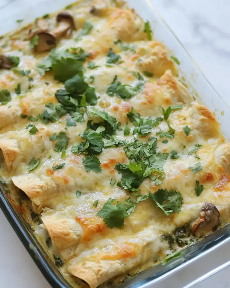Homemade Mushroom, Spinach, and Chicken Enchiladas photo