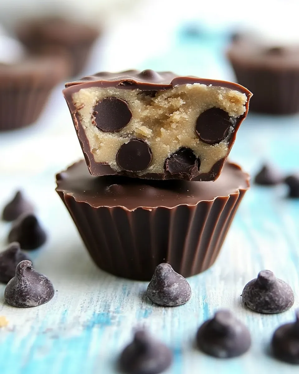 Easy No-Bake Cookie Dough Chocolate Cups food shot