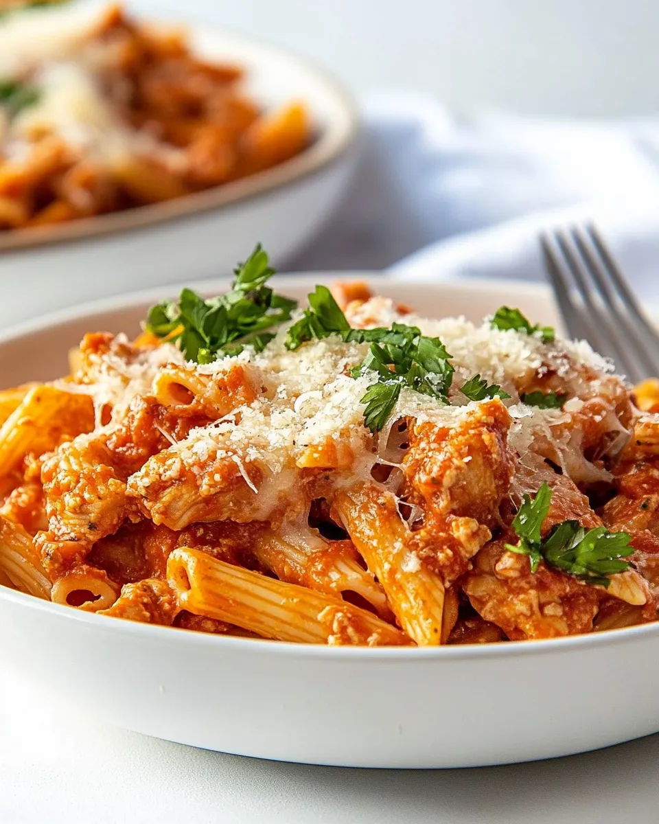 Easy No-Boil Chicken Parmesan Pasta Recipe food shot