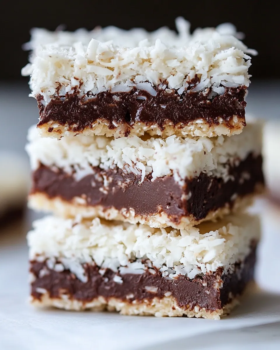 Classic No Bake Chocolate Coconut Fudge Bars image