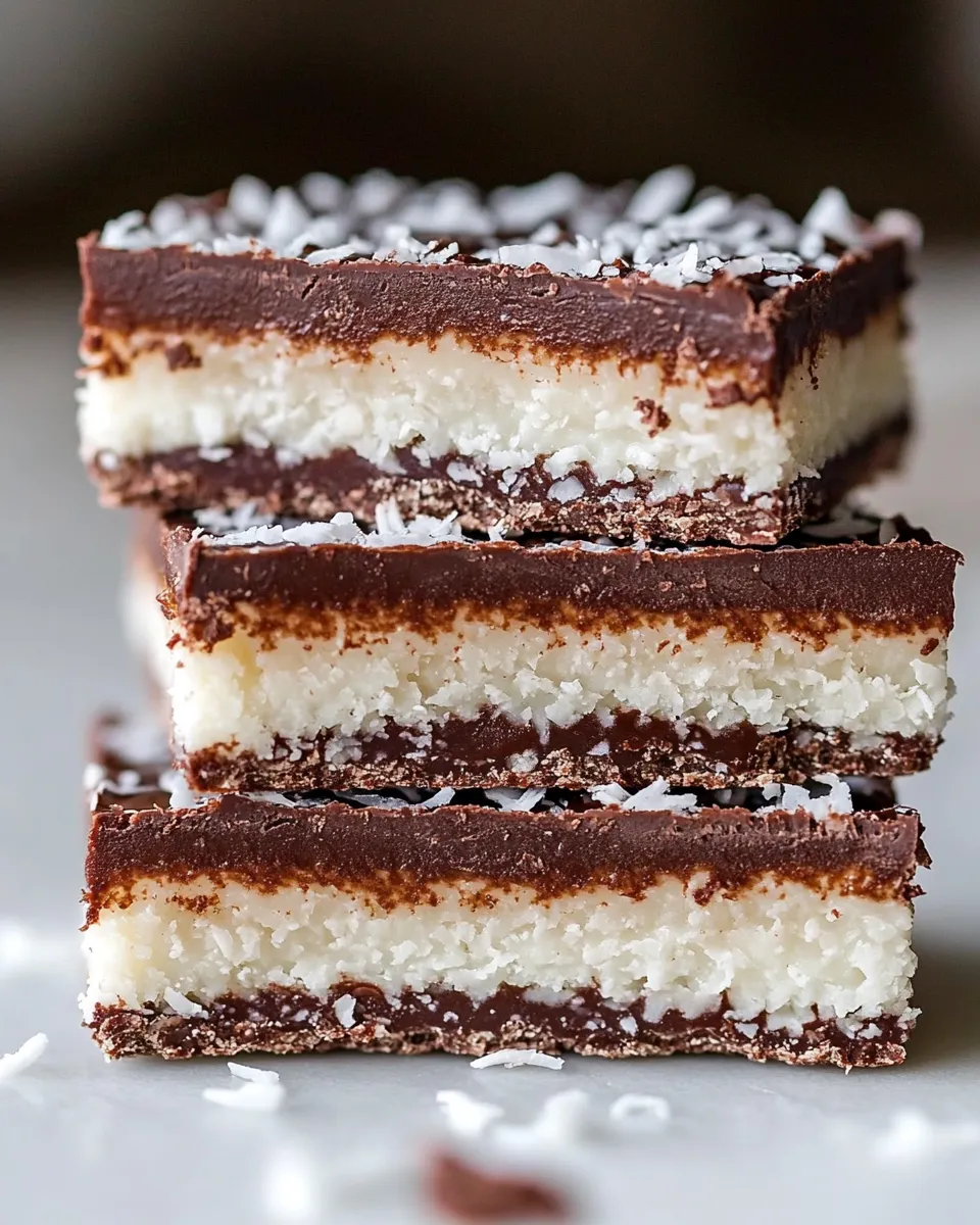 Delicious No Bake Chocolate Coconut Fudge Bars dish photo