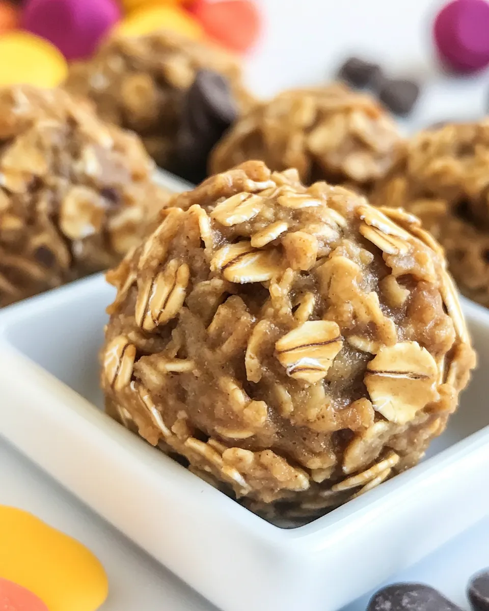 Delicious No Bake Peanut Butter Oatmeal Cookie Balls food shot