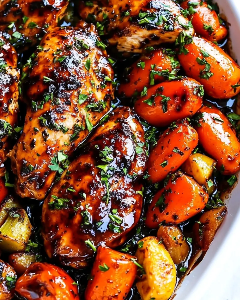 Easy ONE PAN Balsamic Chicken and Veggies food shot