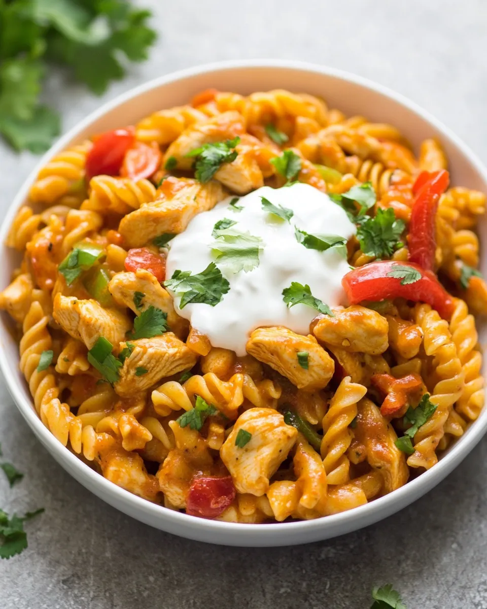 Easy One-Pan Chicken Fajita Pasta food shot