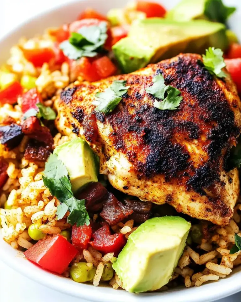 Delicious One Pan Southwest Blackened Cajun Chicken with Rice food shot