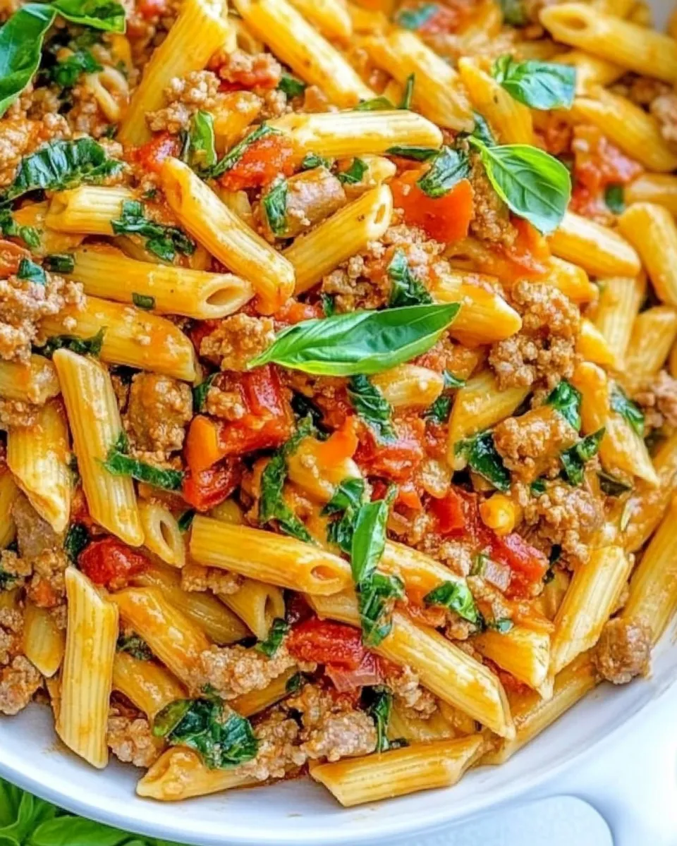 Homemade One Pot Italian Sausage and Tomato Basil Pasta photo