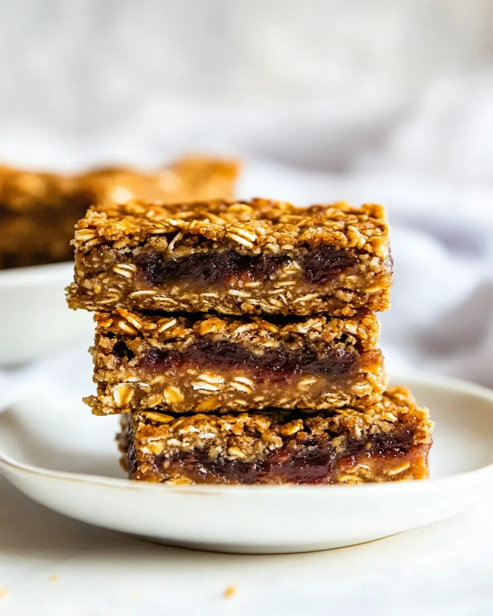 Easy PB &J Healthy, Soft Oatmeal Breakfast Bars food shot