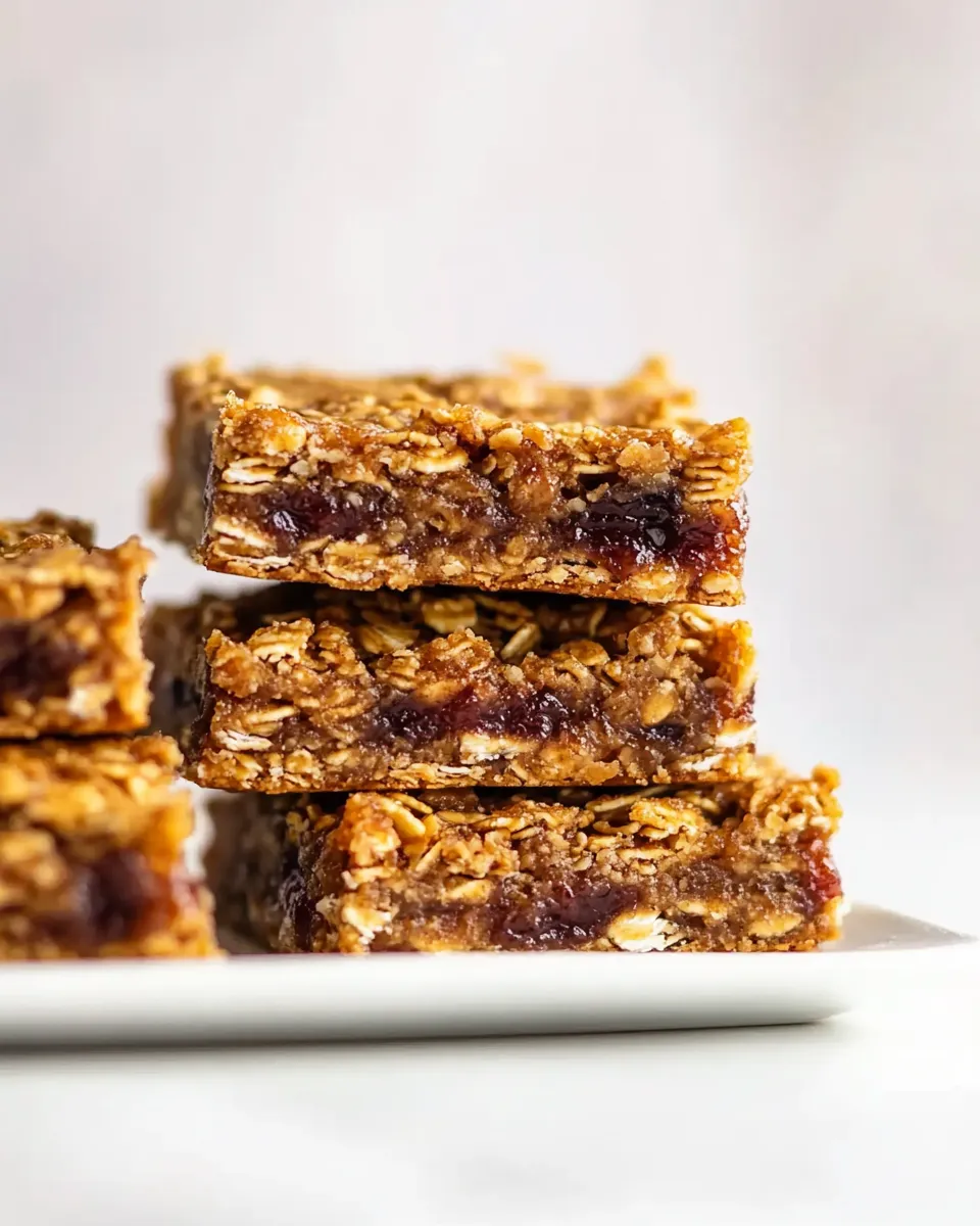 Delicious PB &J Healthy, Soft Oatmeal Breakfast Bars plate image