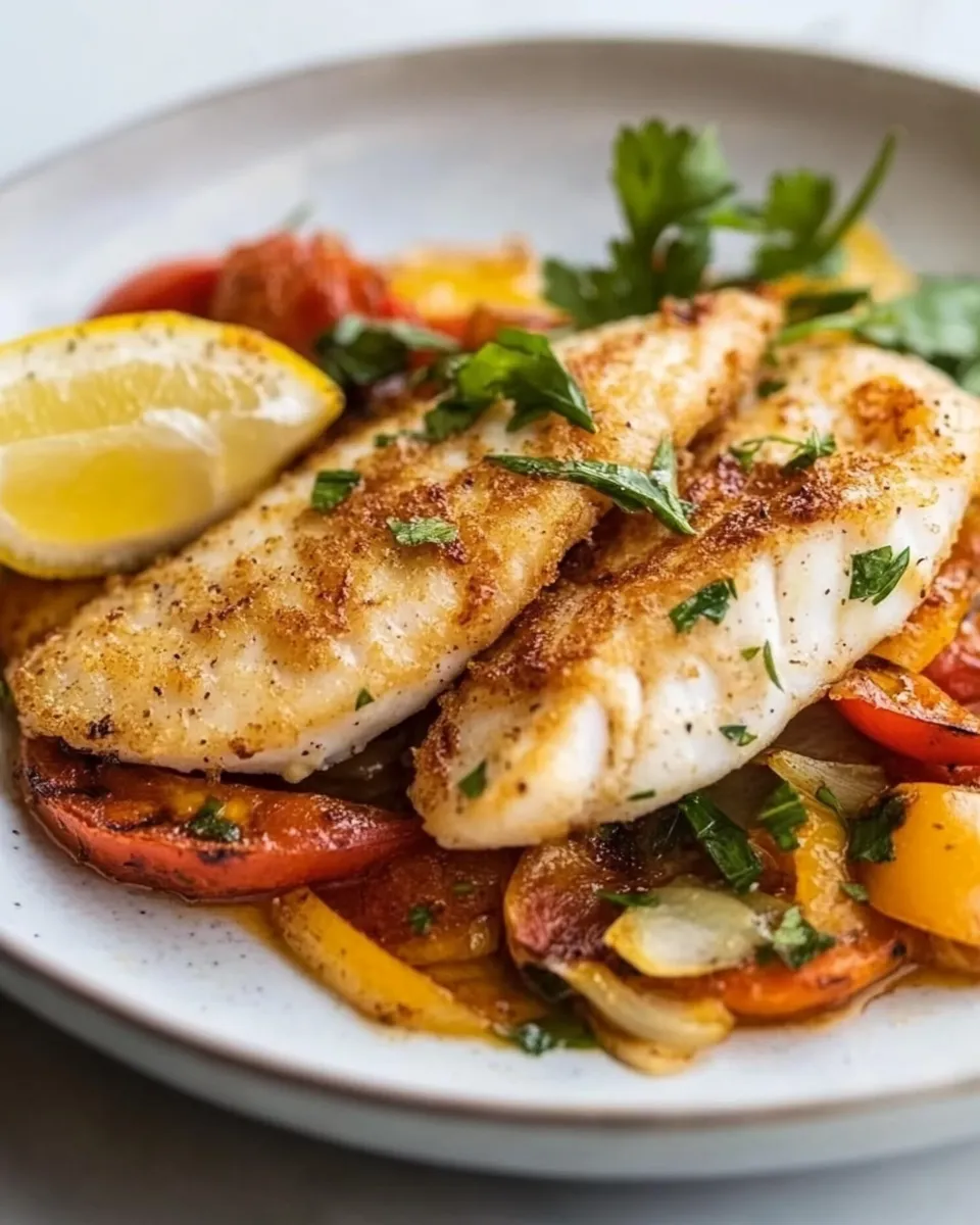 Delicious Pan-Fried Tilapia food shot