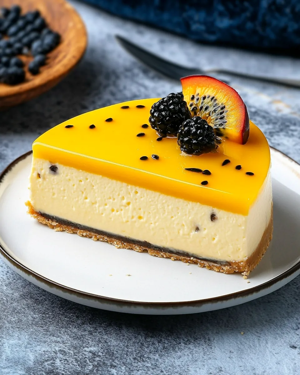 Delicious Passion Fruit (Lilikoi) Cheesecake plate image