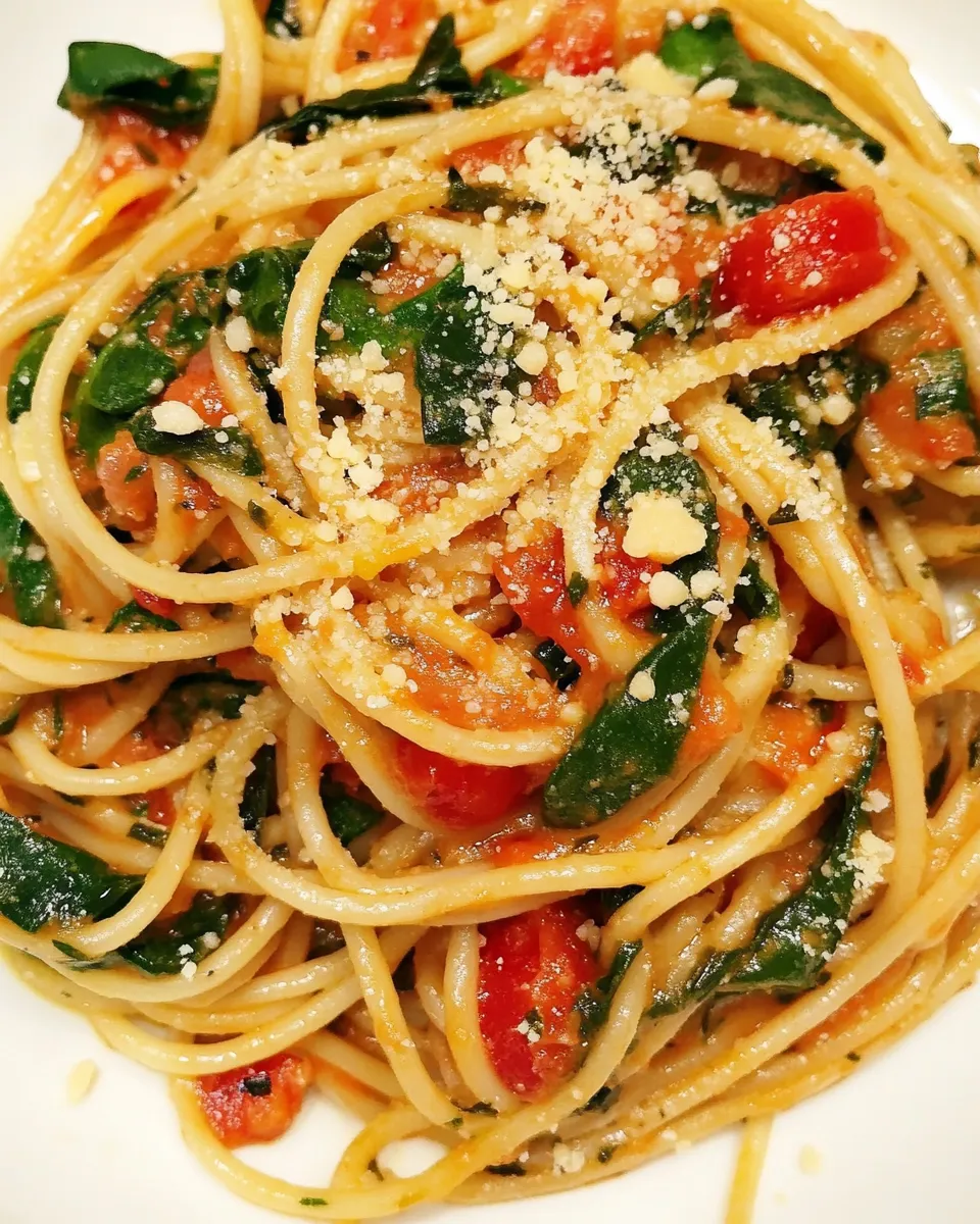 Delicious Pasta Puttanesca with Baby Spinach plate image