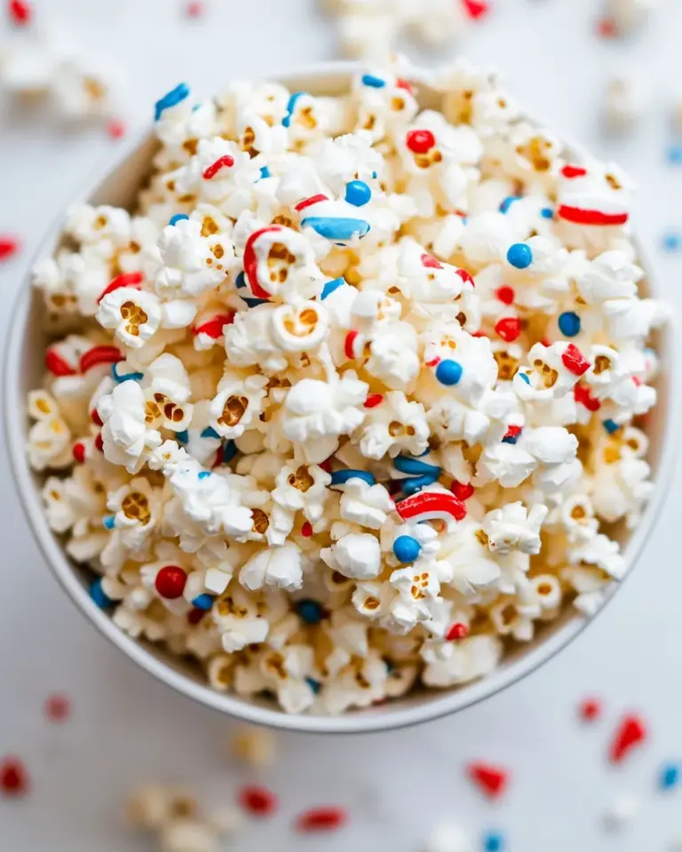 Homemade Patriotic Marshmallow Popcorn photo