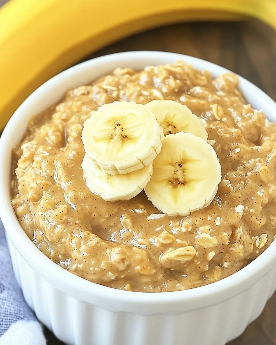 Easy Peanut Butter Banana Crockpot Oatmeal food shot
