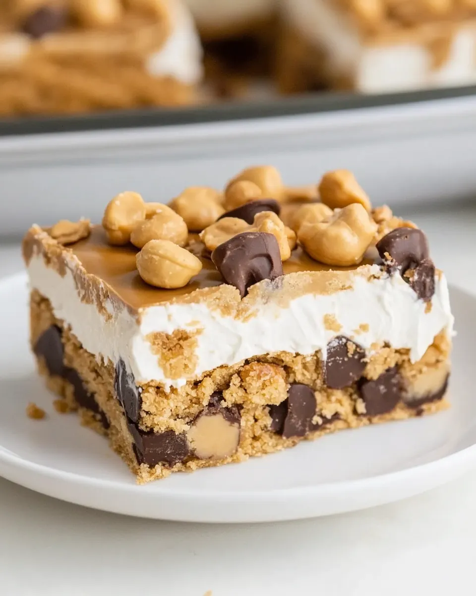 Easy Peanut Butter Dream Bars food shot