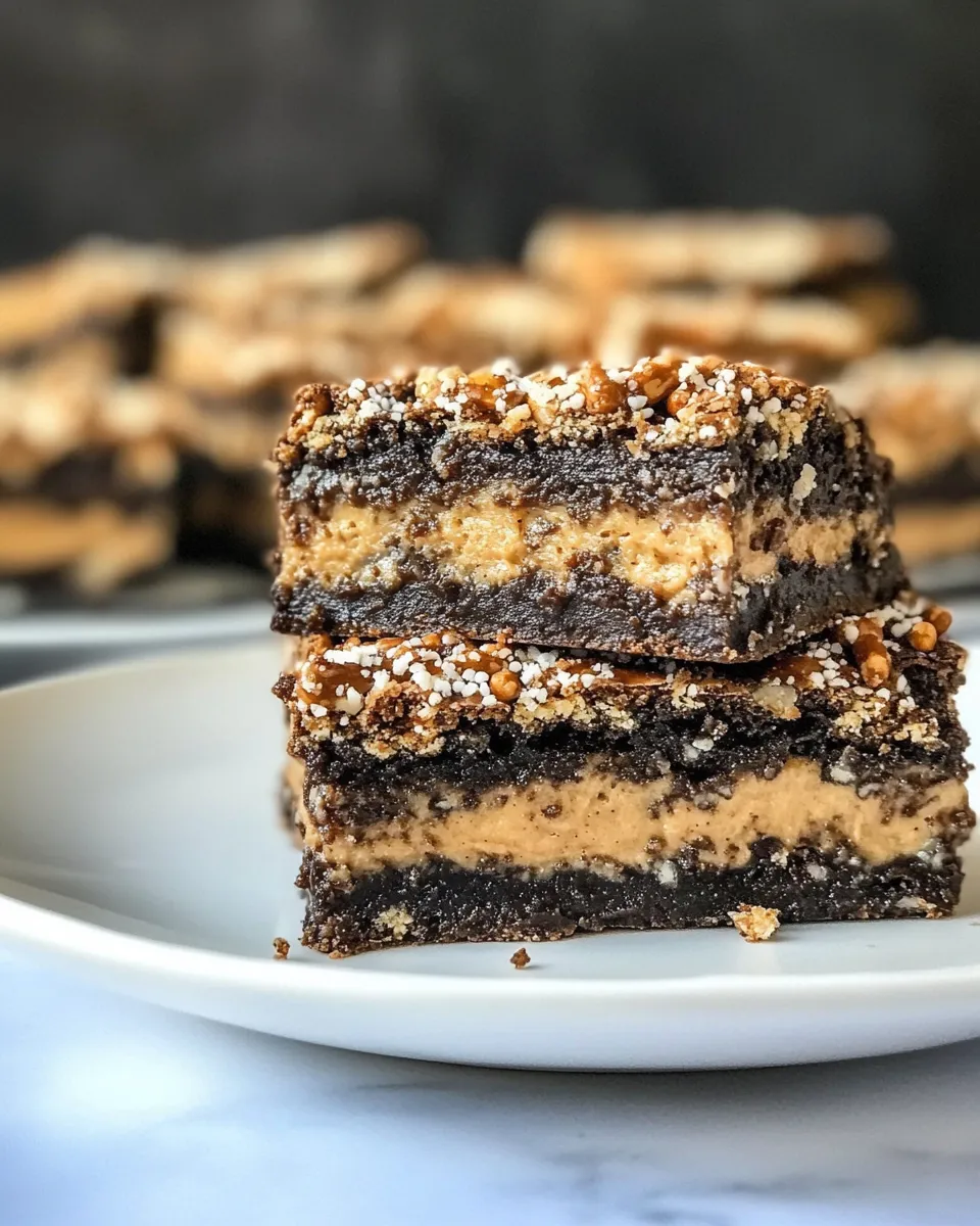 Homemade Peanut Butter Fudge Pretzel Brownies. recipe photo