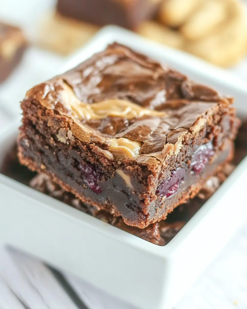 Classic Peanut Butter and Jelly Brownies image