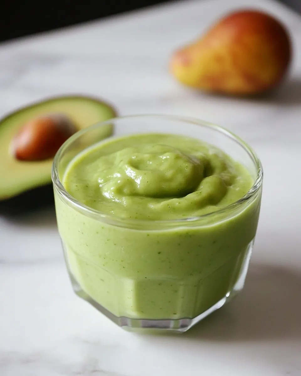 Homemade Pear Avocado Ginger Kale Smoothie photo