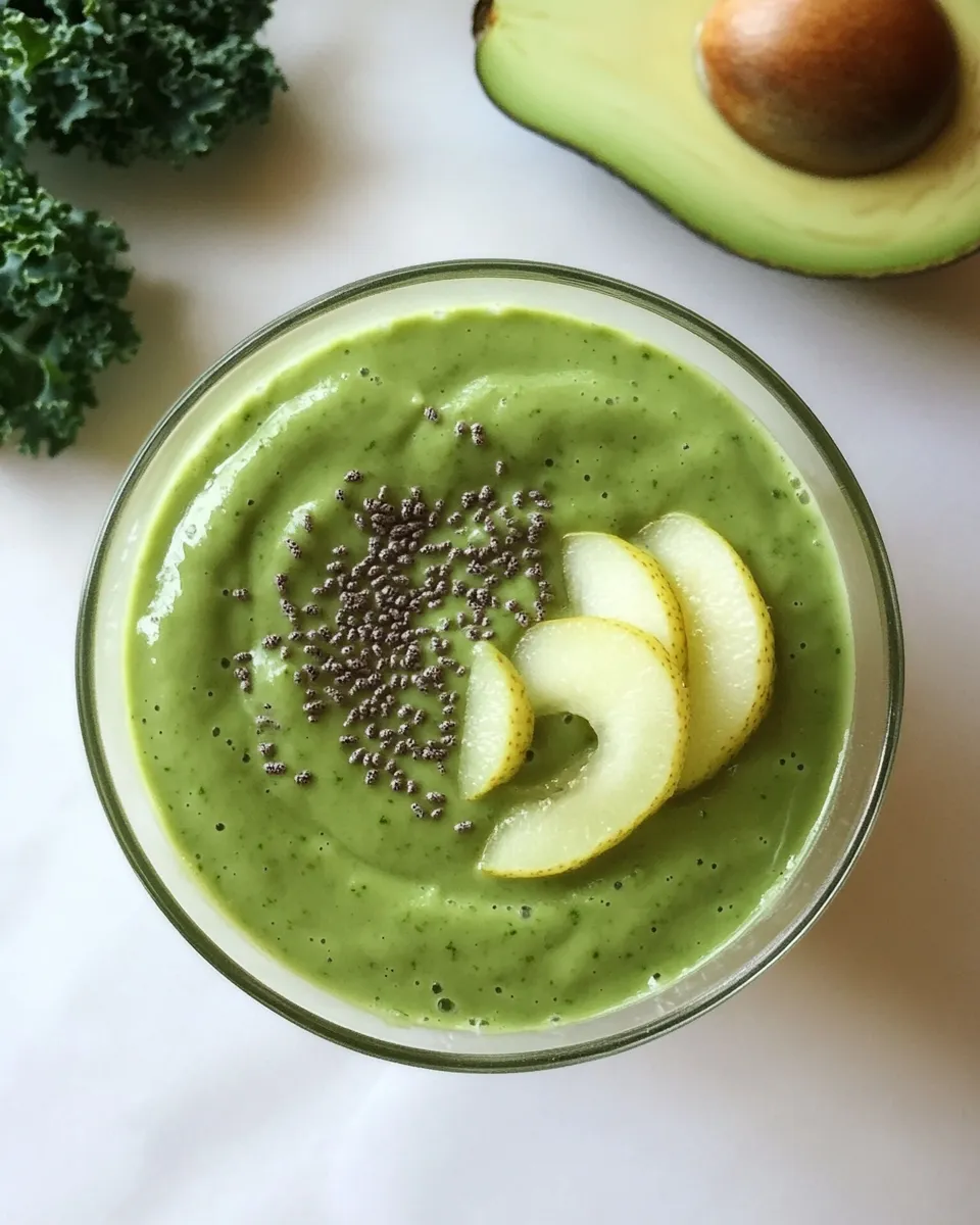 Easy Pear Avocado Ginger Kale Smoothie recipe photo