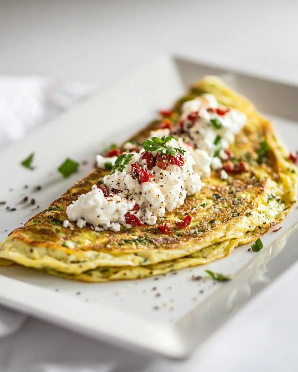 Healthy Pesto Egg White Omelet With Goat Cheese recipe image