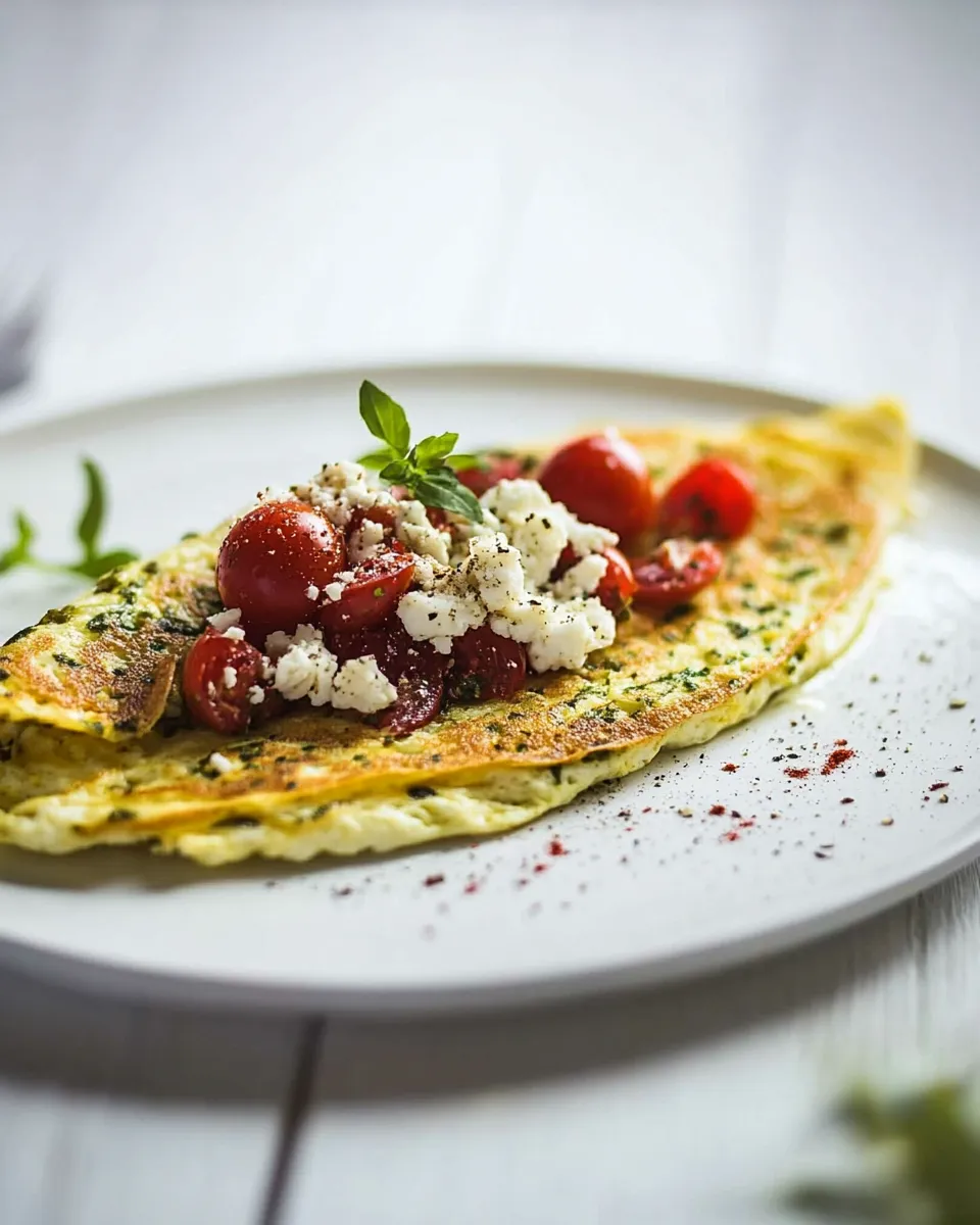 Easy Pesto Egg White Omelet With Goat Cheese dish photo