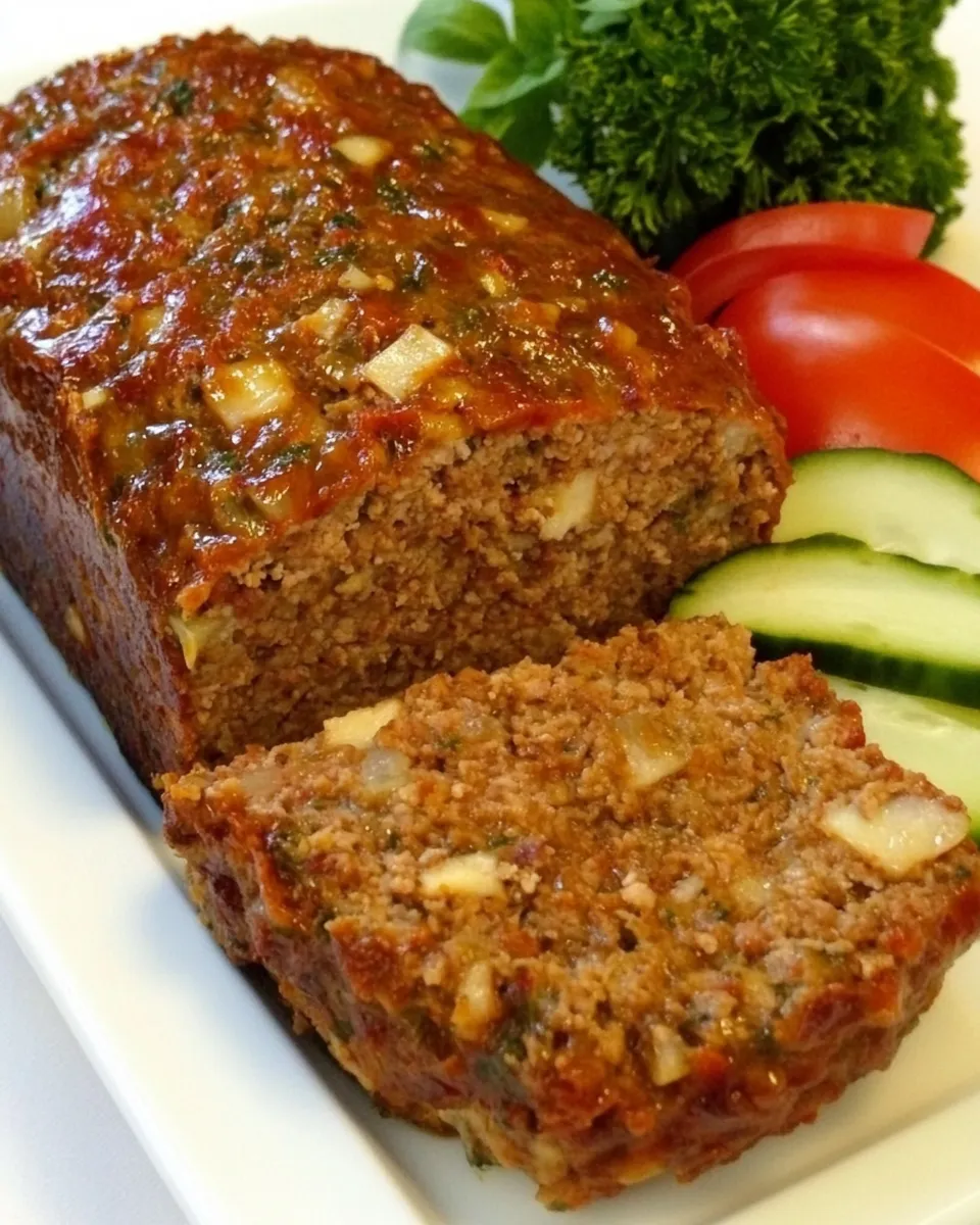 Easy Pesto Meatloaf food shot